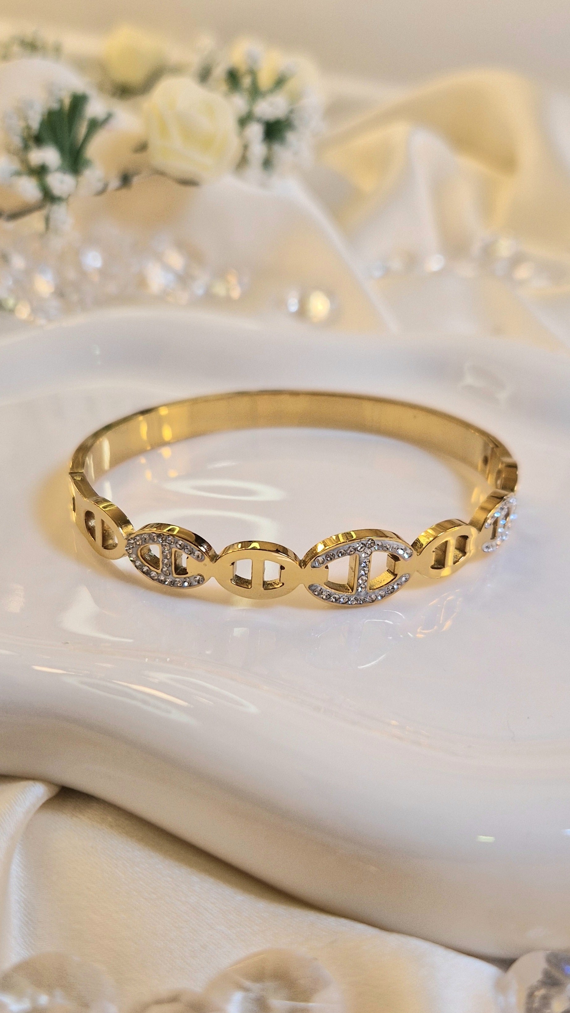 Jonc Maille Marine Onde Dorée