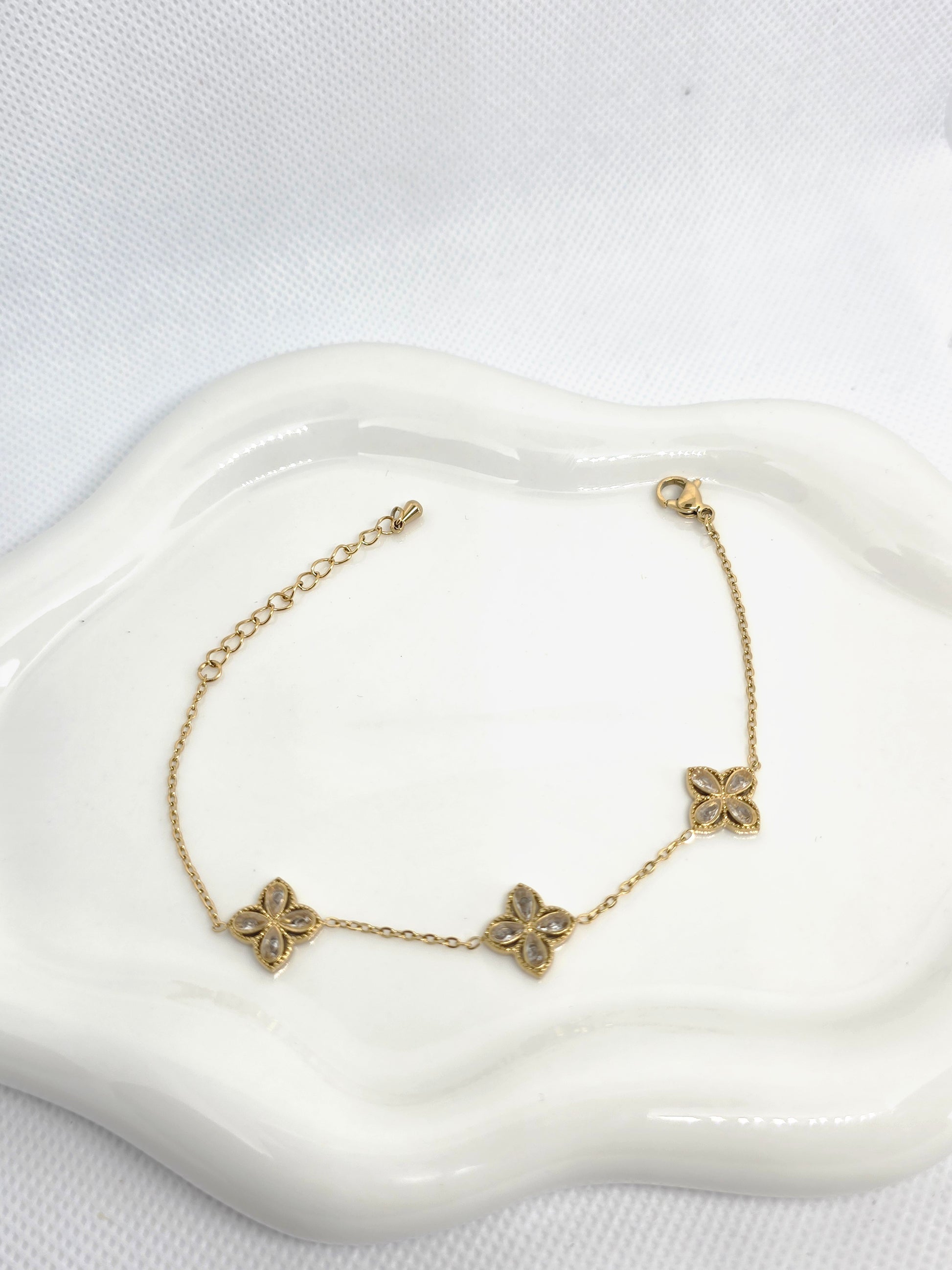 Bracelet Trèfles Dentelle Cristal