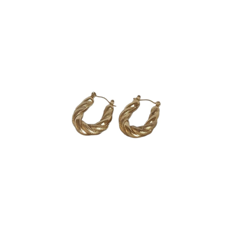 Boucles d’Oreilles Samra – Créoles Torsadées Dorées